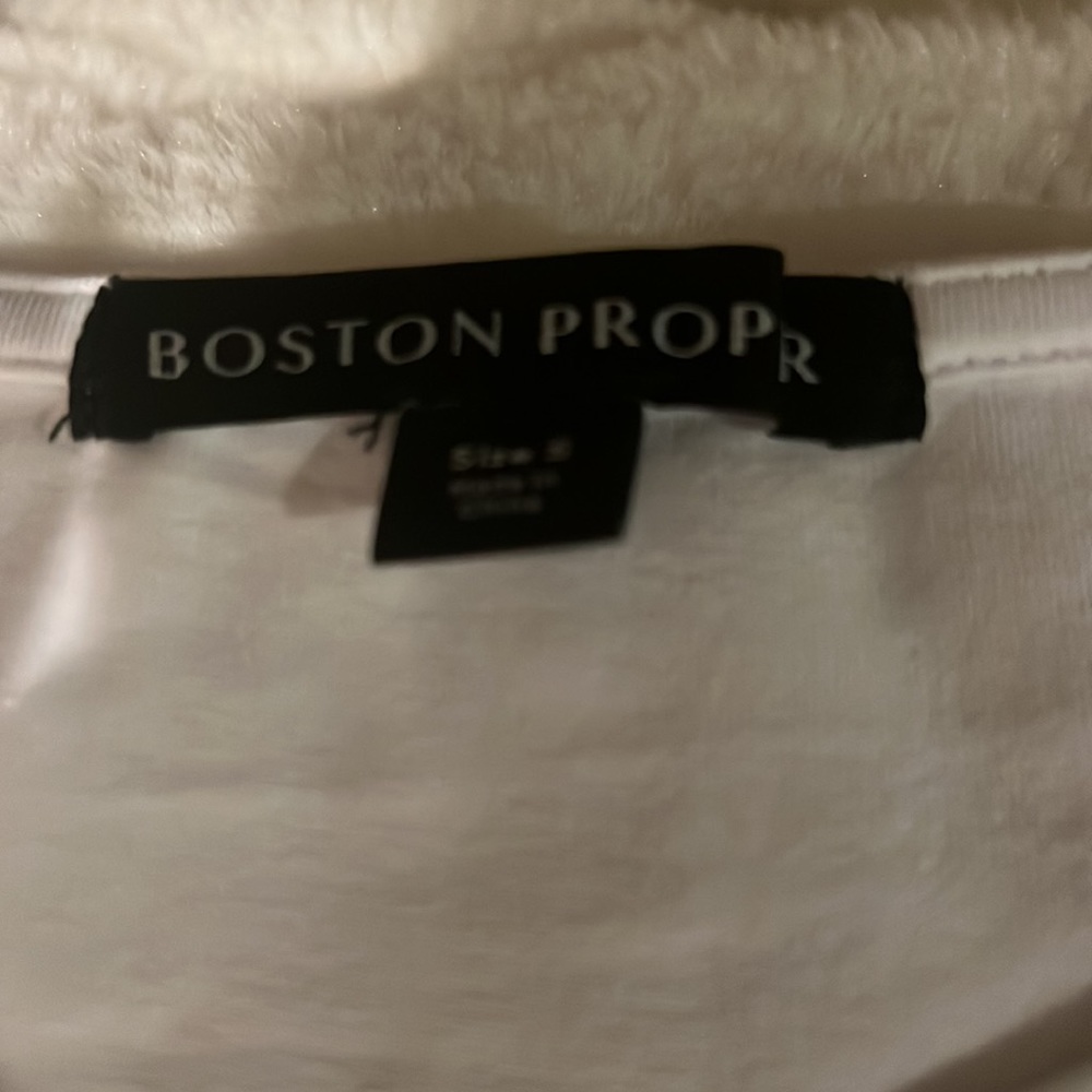 🌹Firm Price🌹Boston Proper Wide Cutout Short-Sleeve Knit Top size M White - Picture 9 of 9